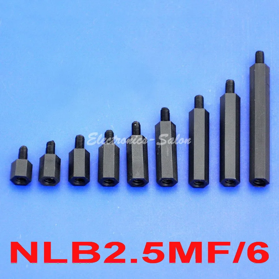 ( 1000 pcs/lot ) M2.5 Black Nylon Hex Male Female Standoff Spacer, 6mm
