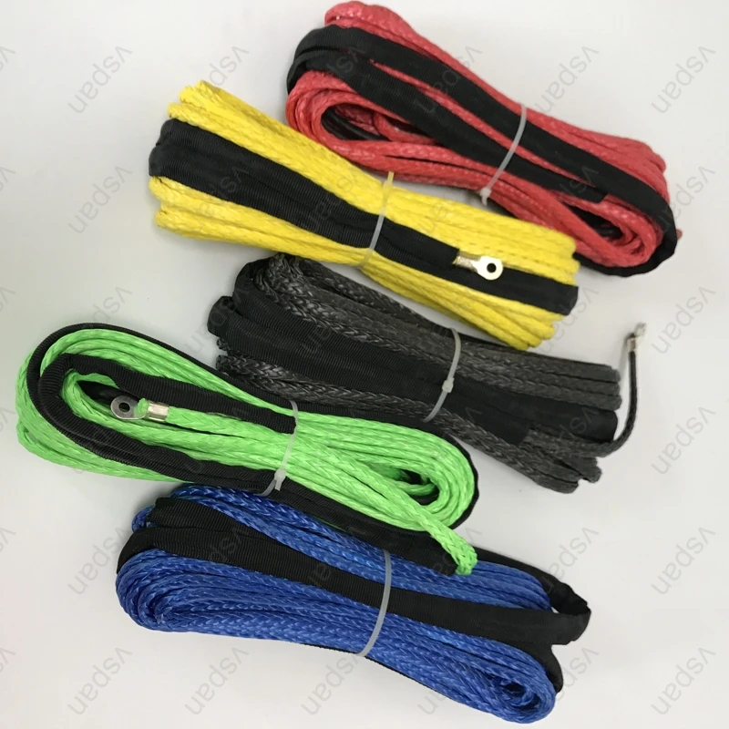 الملونة الاصطناعية ونش حبل خط كابل مع هوك 4.8 ملليمتر * 15 متر 5500lbs سحب حبل ل 4x4 atv utv 4wd الطرق الوعرة أدوات اكسسوارات