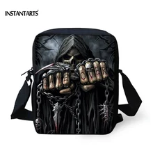 INSTANTARTS Vintage Anime Punk Schädel Reaper Druck Kühle Kleine Messenger Taschen Marke Designer Schulter Tasche Jungen Umhängetaschen