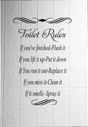 Creative Toilet Washroom Rules letter Quote Wall Stickers