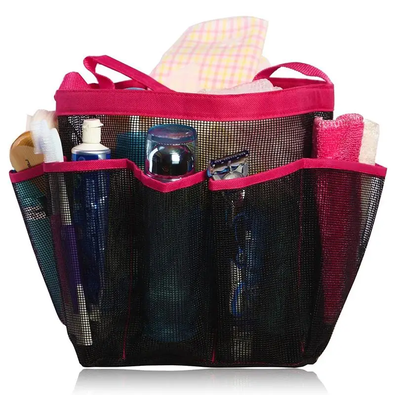 1PC Bath 8 Pocket Shower Hanging Cosmeitc Bag Mesh Portable Quick Dry Travel Tote Carry Handle Dorm High quality