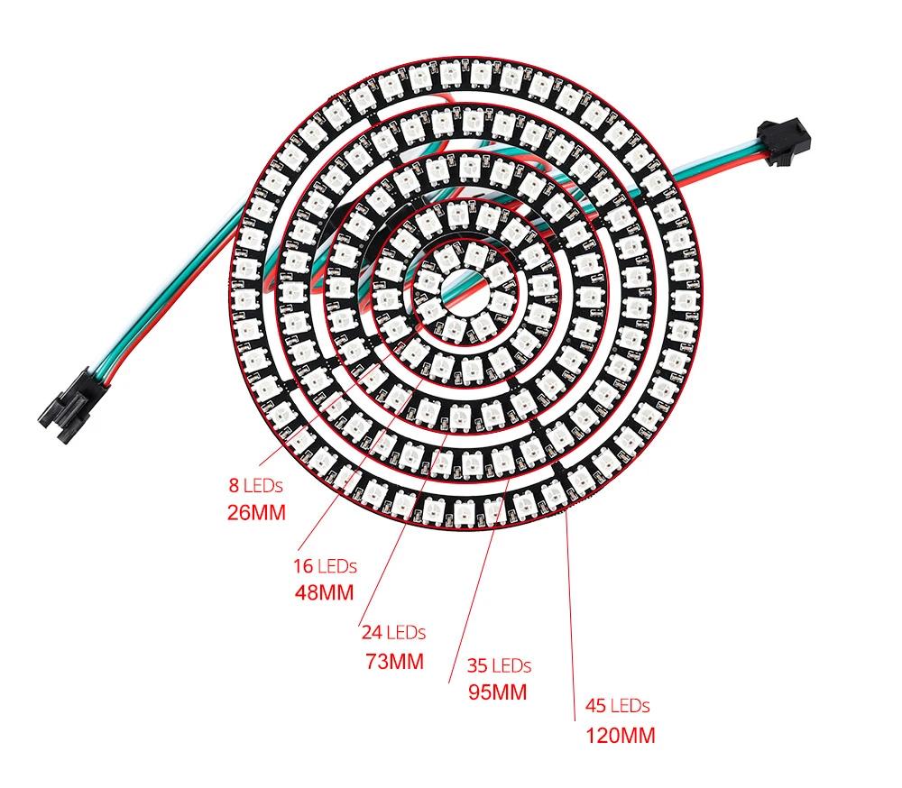 1 шт. WS2812B IC 5050 RGB светодиодный кольцо 1Bit 8Bit 16Bit 24Bit 35Bit 45Bit ws2812 пикселей светодиодный модуль полноцветной приводить в огни
