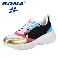 BONA 2019 Fashion Sneakers Women Outdoor Mixed Color Comfortable Mesh Comfy Sneakers Women Chaussure Femme Women Vulcanize Shoes