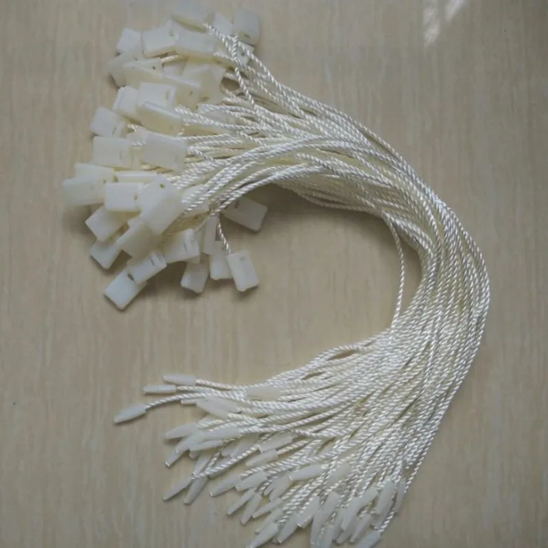 100pcs/lot , 8 inches White/Beige/Black Hang tag Rope Polyester String Snap Lock Pin Loop Tie Fasteners