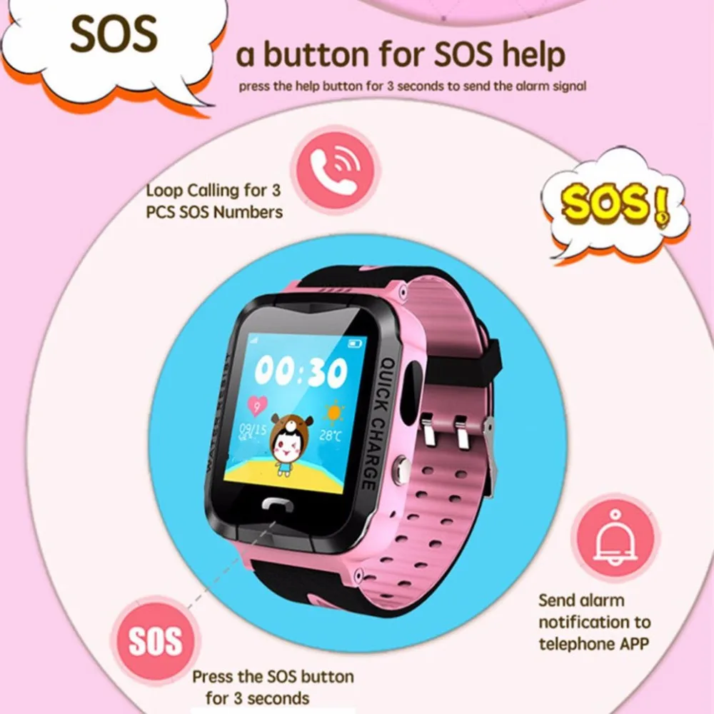 V6 Kinder Smart Uhr Mit GPS Tracker Kamera Anti Verloren Monitor SOS Call Wasserdichte Kinder Uhr F