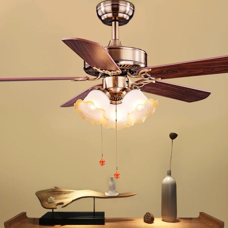 Led Retro Ceiling Fan Light Nordic Simple Dining Room Living Room