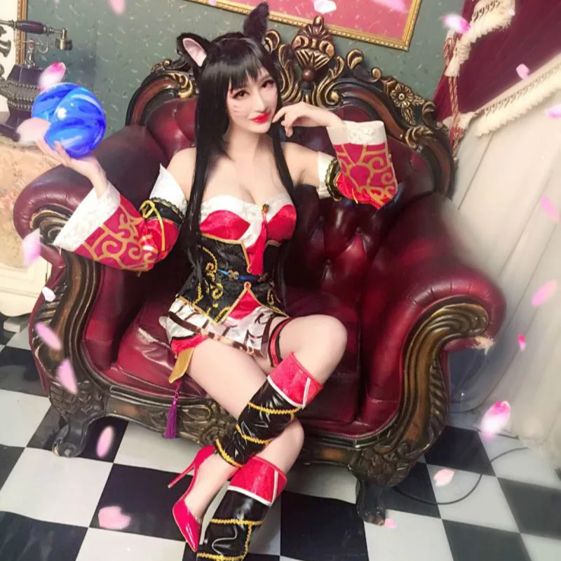 

LOL Game The Nine-Tailed Fox Ahri Cosplay Costume Ahri Dress New CG Version Halloween Costumes for Women