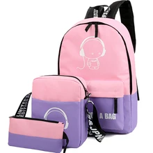 Brand Backpack Set girl Luminous Women Backpacks Nylon School Bags Fluorescence Backpack for Teenager Book Bag Mochila Light Bag