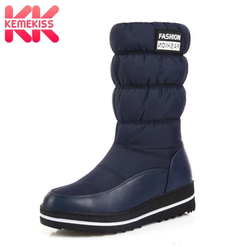 

KemeKiss Plus Size 35-44 New Snow Boots Women Warm Cotton Down Winter Shoes Woman Short Boots Fur Platform Ladies Mid Calf Boots