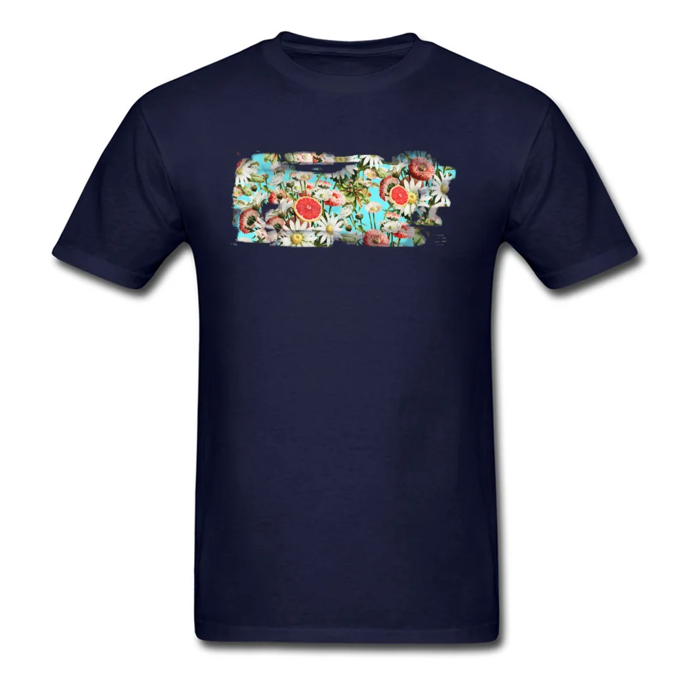 Botanical Garden Cotton Fabric Male Short Sleeve Tees Leisure Labor Day T Shirt Print Tee Shirts Coupons Round Neck Botanical Garden navy