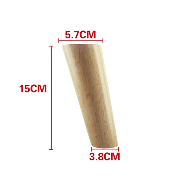 4Pcs Height10-30cm Solid Wood Furniture Legs, Inclined Cone Sofa Bed Cabinet Table and Chair Replacement Feet Sloping Feet 15cm