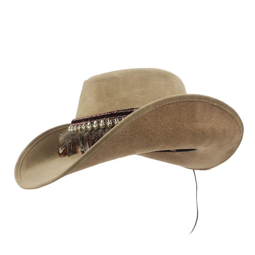 Модная Ковбойская Кожаная шапка для мужчин и женщин Fedora Sombrero Hombre размеры 58 59