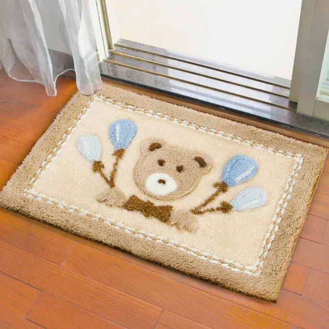 Fiber Plush Fluffy Flocked Anti Slip Front Door Mats Outdoor Indoor