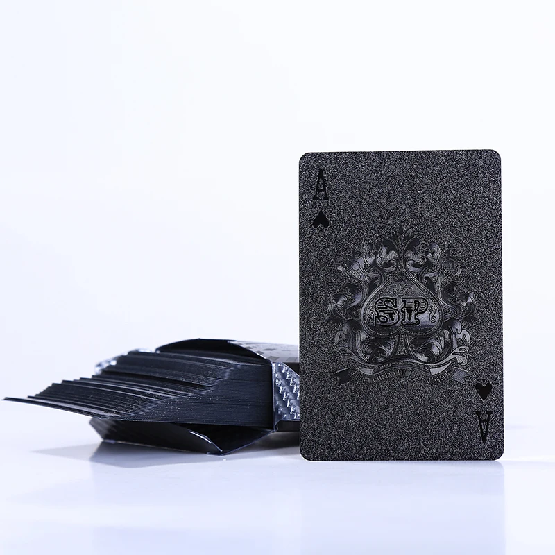 

Waterproof Game Cards Black Gold Playing Cards Durable Magic Cards Gift Collection Golden Plastic Poker Cards