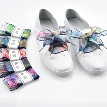 Красочные Печатные шифоновые шнурки Мода градуированная лента подходит для всех обуви праздничные подарки 120 см