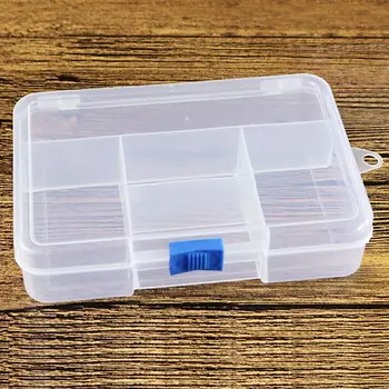 

Clear Compartments Plastic Storage Box Case Craft Organizer Jewelry Bead Display, Clear 5 Slots Fixed