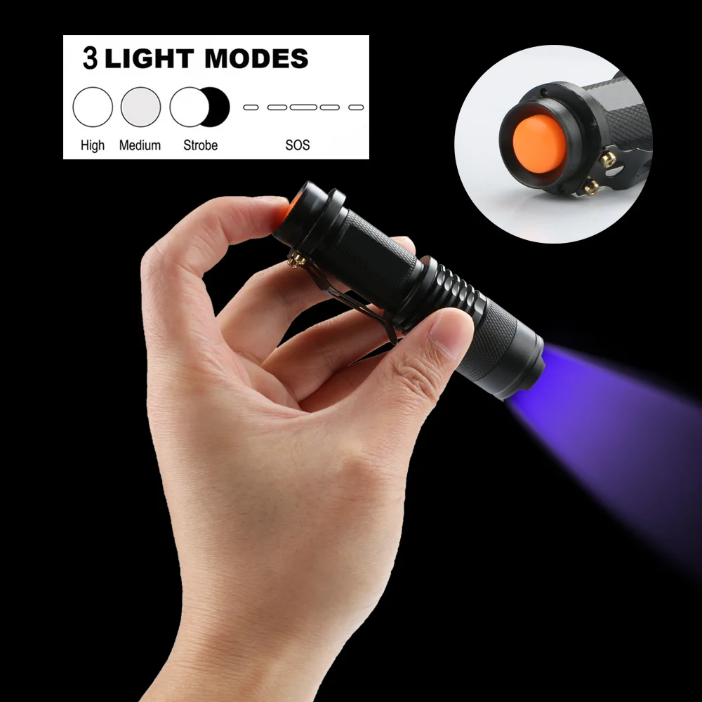 2018 Новый мини портативный УФ Ультра светодиодный фонарик фиолетовый УФ фонарик лампа для наружного освещения охотничий лагерей
