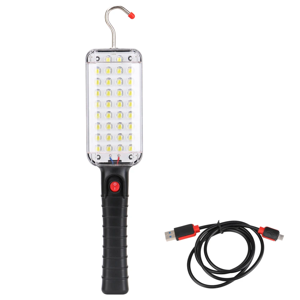 Портативный фонарь, 34 светодиода, мигающий светильник, магнитный фонарь, USB Перезаряжаемый рабочий светильник, подвесной крючок, лампа для палатки, для кемпинга, аварийный