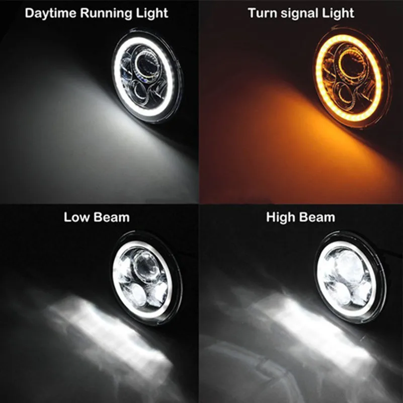 7 дюймов 60 Вт точка SAE E9 мотоцикл 883 налобный фонарь с углом глаз Led 883 фары 7 дюймов корпус ведро отделка кольцо