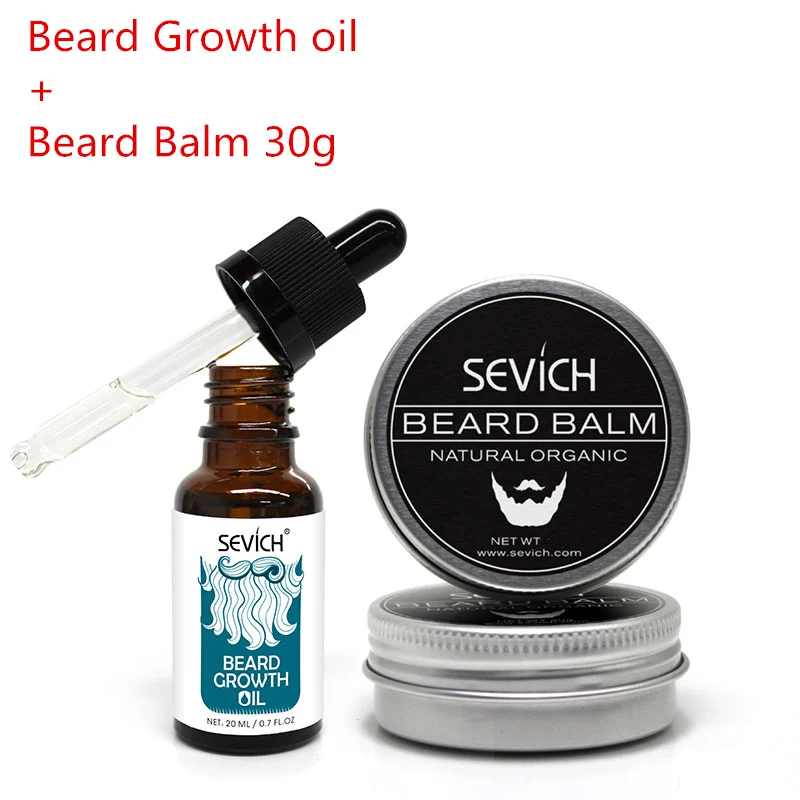 Sevich, набор для ухода за бородой для мужчин, профессиональное масло для роста бороды, органический бальзам для бороды, воск, стильный набор для ухода за бородой - Цвет: Beard Care kit 30g