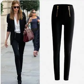 

Super Lady Zip Pencil Pants Women High Waisted Slim Stretch Leggings Trousers Fast Shipping &Wholesale