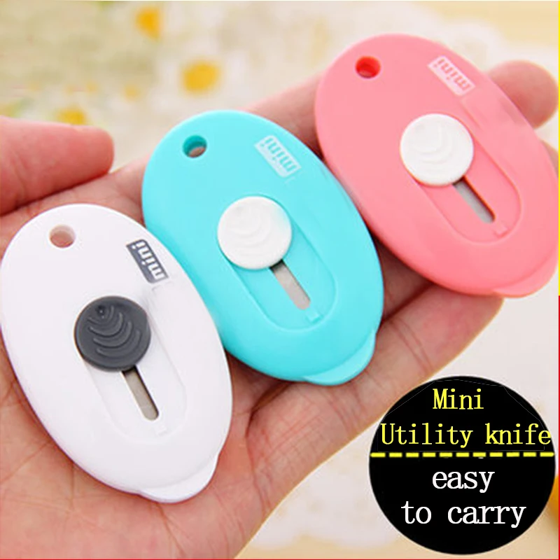 

Kawaii Mini Utility knife Automatic Indentation Creative Cutting Knife Portable Key Chain For School Students Stationery Supply