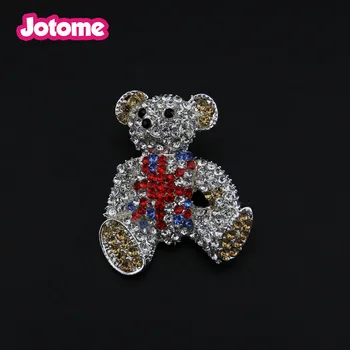 

silver-tone Vintage Large Pink Rhinestone Teddy bear Brooch Pin