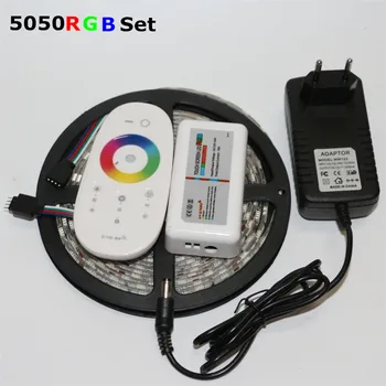 

1Pack 5M RGB 5050 SMD LED Strip light 60Leds/m + 3A DC 12V Power Adapter Transformer + 2.4G RF Remote Controller