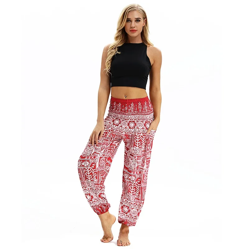 Raisvern женские свободные тайские шаровары, Boho Festival Hippy Aladdin Smock, брюки с высокой талией, Pantalon Femme, повседневные шаровары