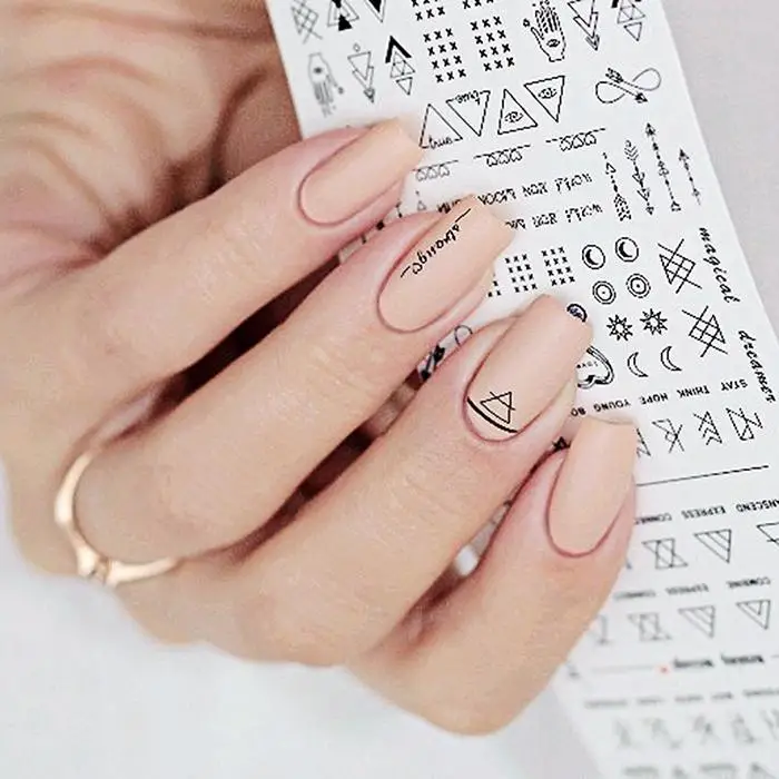 2 листа/набор наклейки для ногтей водостойкие художественные буквы геометрические простые узоры наклейки для ногтей DIY украшения для ногтей