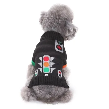 

Dog Coats Sweaters Winter Warm Black Traffic Light Dog Clothes for Small Medium and Large Dogs XS-XXL Dog Cat Knitted Sweater