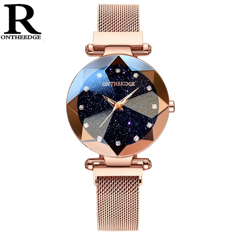 

OnTheEdge Magnet Strap Women Watches New 2019 Ladies Quartz Watch Waterproof Woman Wristwatch Clock Relogio Masculino