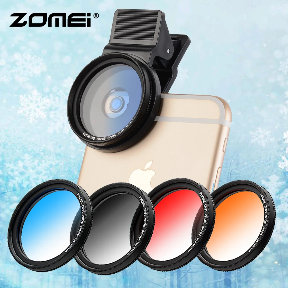 

Zomei Original Phone Gradually Neutral Density GND Grey Blue Red Orange Filter Kit Filter clip For Cellphone Camera Lens Glass