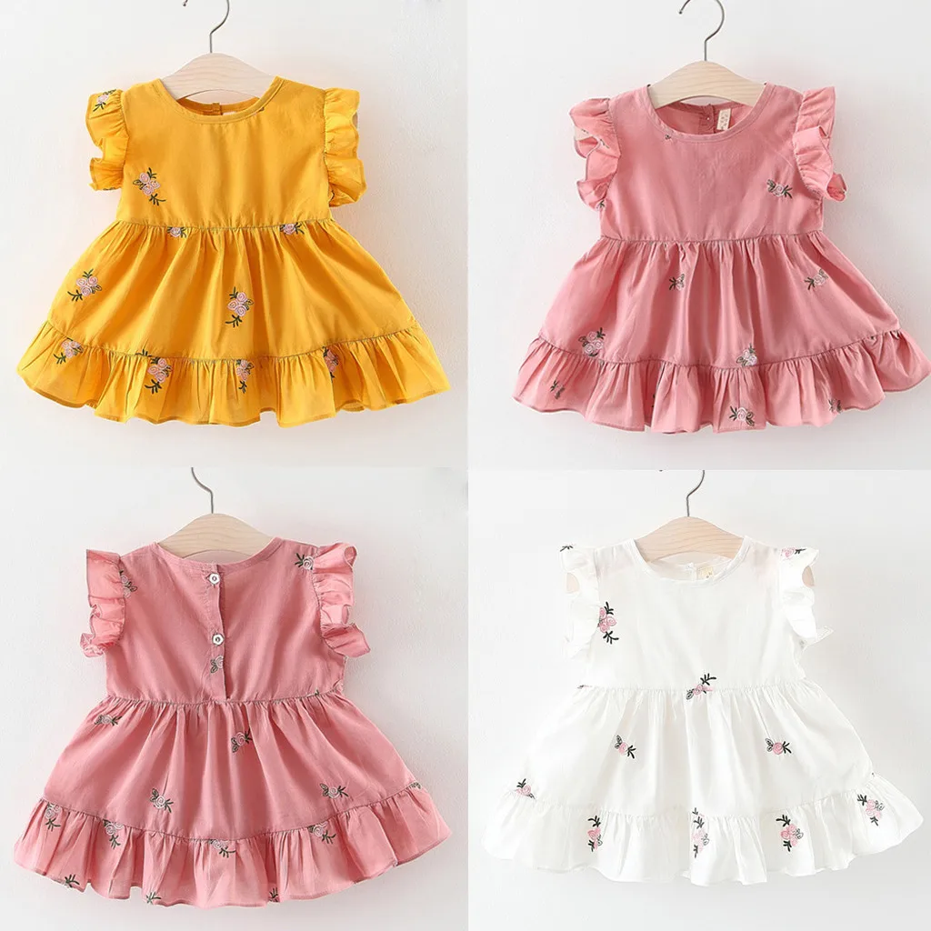 

Summer Newborn Kids Baby Girl Pineapple Embroideried Patchwork Princess Party Dress Vestidos Kid Dresses For Girls Robe Fille