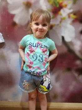 Girls cute Shorts Denim Cartoon Daisy Duck hole Baby Ripped Jeans Short Pants Summer Sequin Pearls Kids Trousers girl Clothes 5