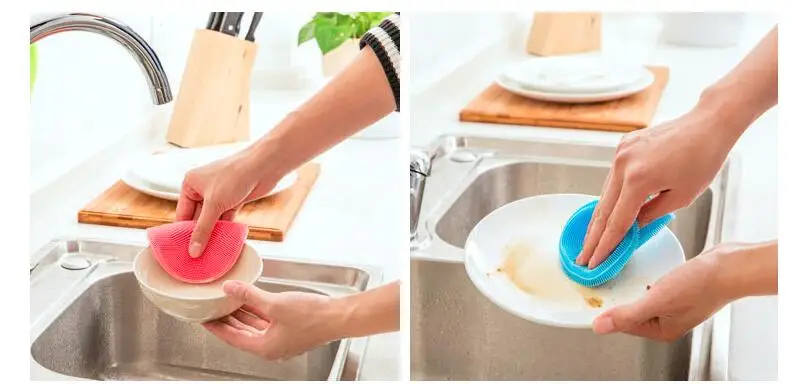 3 шт кухонная Волшебная Чистящая губка Пищевая силиконовая щетка для мытья посуды фруктовая щетка для чистки овощей инструменты для чистки столовых приборов