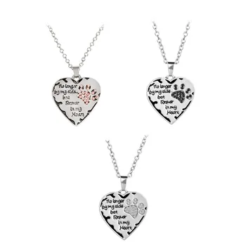 

no longer by my side, but forever in my heart Paw Claw Print Necklace Fashion Alloy Jewelry With Rhinestone For Special Gifts W