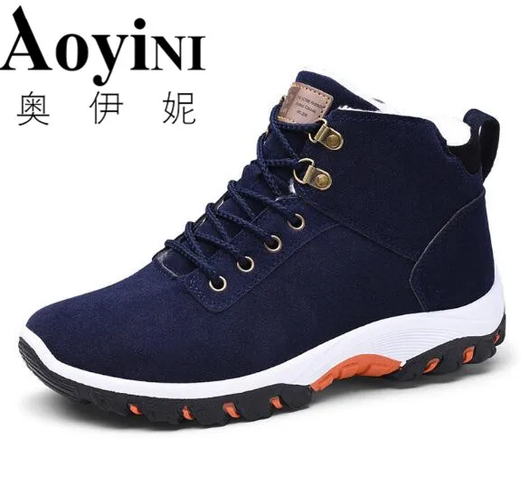 

Men Boots Non-slip Snow Boots Men Ankle Boots Fashion Men Fur Boots Winter Keep Warm man sneakers Work Shoes 3 Color