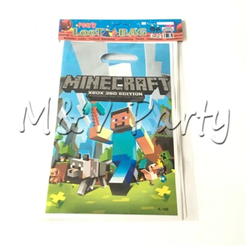 

10pcs/lot Minecraft Theme Party Gift Bag Plastic Gift Bag Birthday Baby Shower Party Gift Bag Party Decoration Supplies