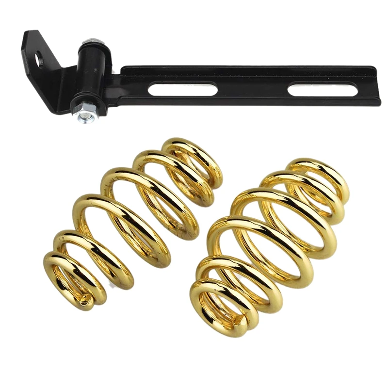 Seat Saddle Seat Bracket With 3 Inch Barrel Spring For Harley-Davidson Dyna Fatboy Sportster Softail Xl1200 Xl883 Bobber Chopp - Color: Gold