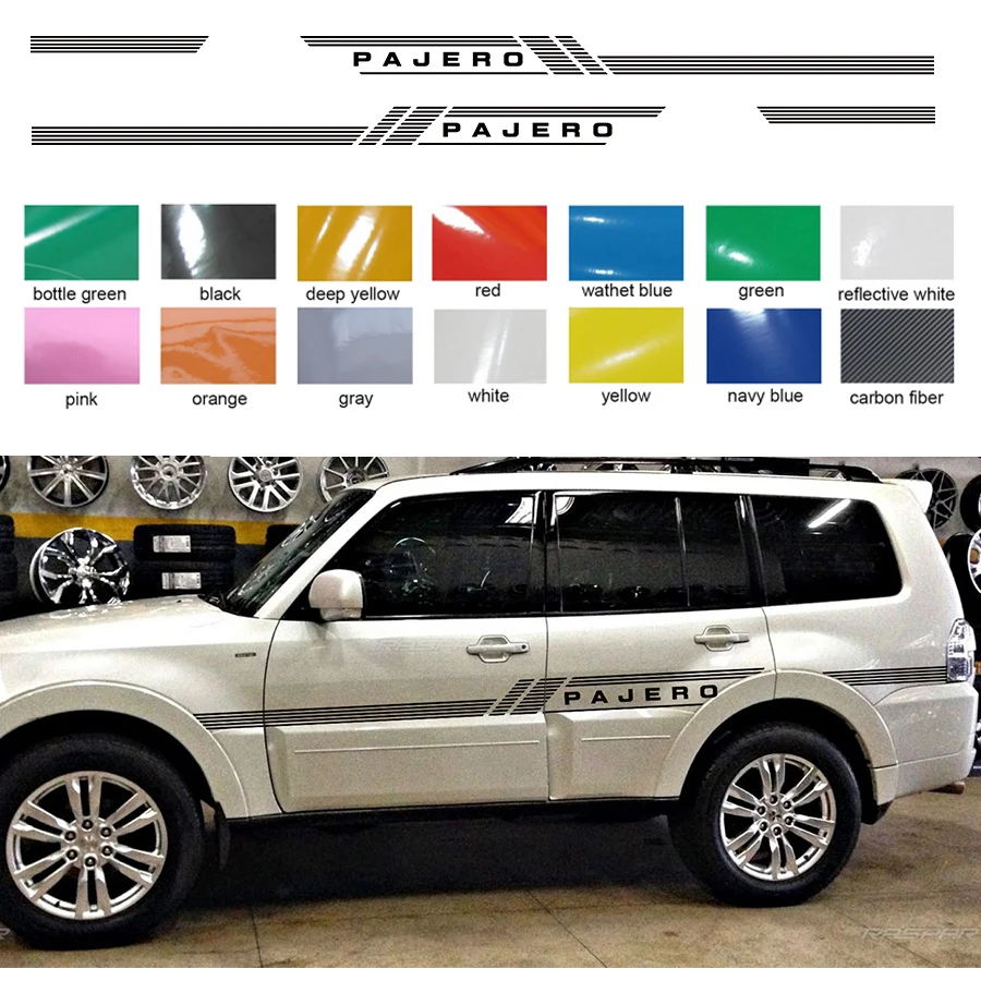 car stickers 2pc cool car side door stripe styling graphic vinyls car accessories decals custom for mitsubishi pajero sport