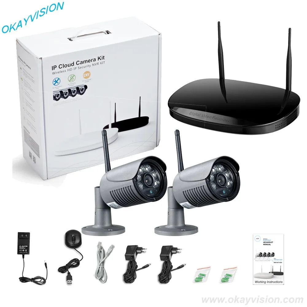 New Okayvision 2CH Wireless 720P HD Outdoor Security Camera System 1TB