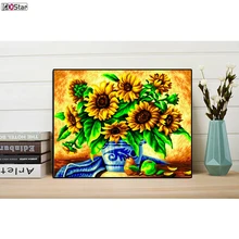 Цветущий Подсолнух, новые фотографии без рамки Цветочная живопись по номерам домашний декор Ручная роспись маслом на холсте