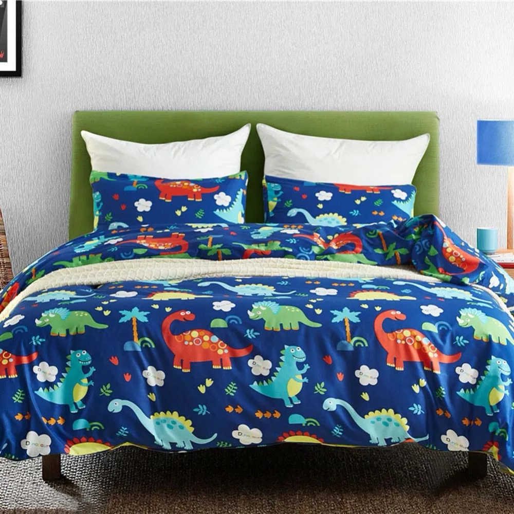 Dinosaur Family Bedding Set For Kids Cartoon Bed Cover Single Boys