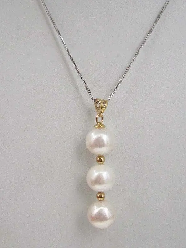 

free shipping White AAA 9-10mm round south sea natural pearl pendant necklace Fine Jewelry