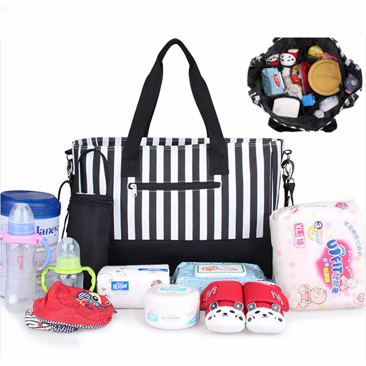 Large Capacity Diaper Bag Multifunctional Striped Mummy Messenger Bags