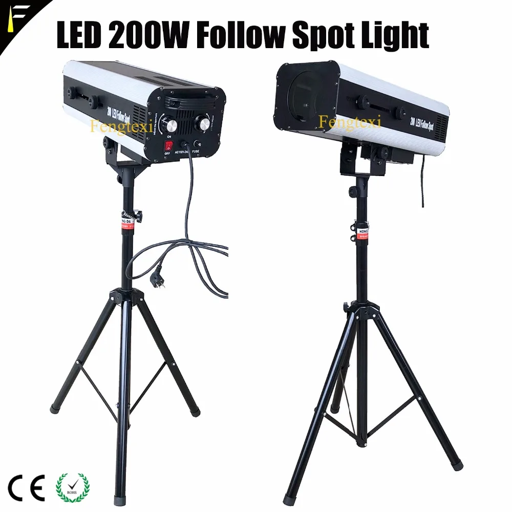 

Performance Focus LED Follow Spot 200 w With Pattern Follw Spotlight 0-100% Dimming For Wedding Theater Party 3200K5600K600K