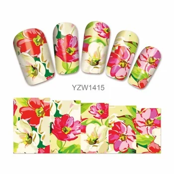WUF 1 Sheet Water Transfer Sticker Flower Designs Nail Art Decals Nails Wraps Temporary Tattoos Watermark Nail Tools 1415