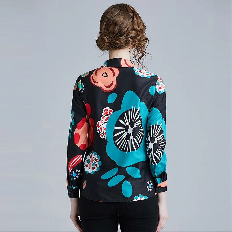  Willstage Women Shirts Floral Printed Pattern Blouse Long Sleeve Office ladies Work Wear Elegant fe