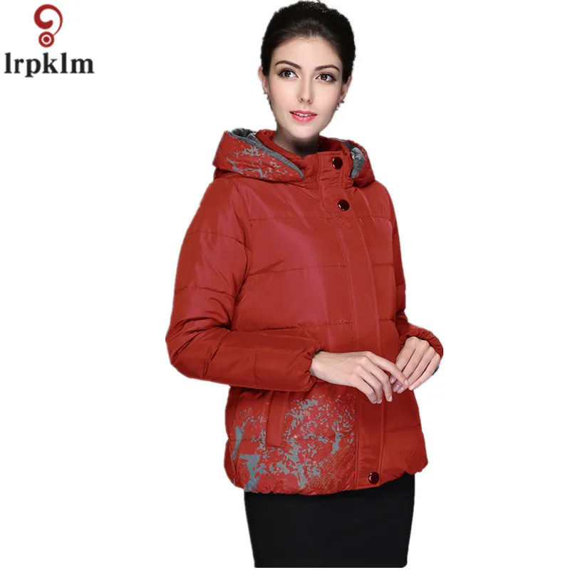 Old Women's Winter Jackets Short Down Coat For Aged Ladies Elegant Hooded Plus Size 5XL Overcoat